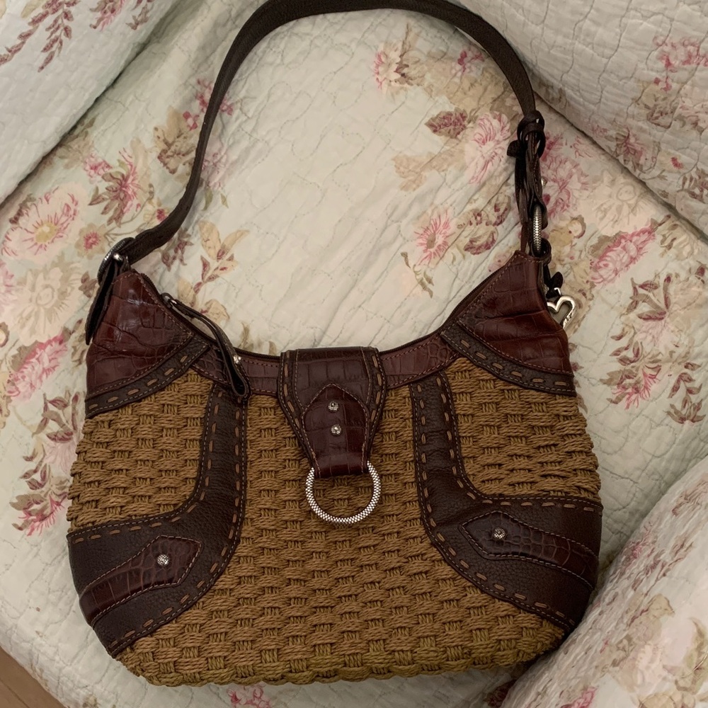 Brighton Elegant Brown and Tan Woven Shoulder Bag